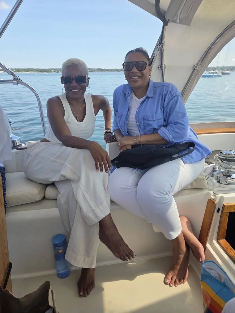 Guests aboard Our Passion in the cockpit
